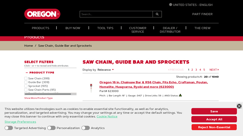 Saw Chain, Guide Bar and Sprockets