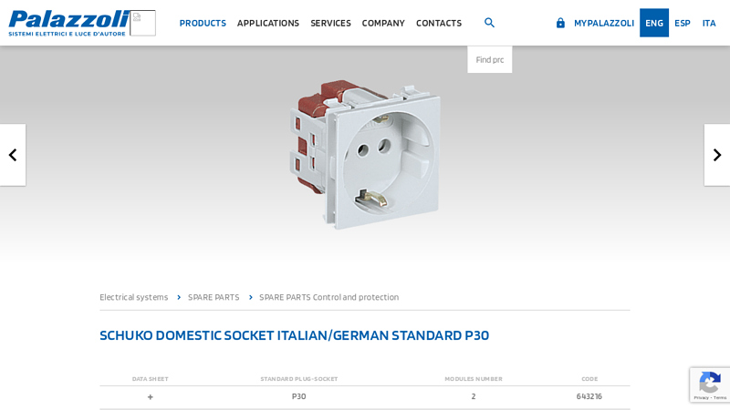 Schuko domestic socket Italian/German standard P30