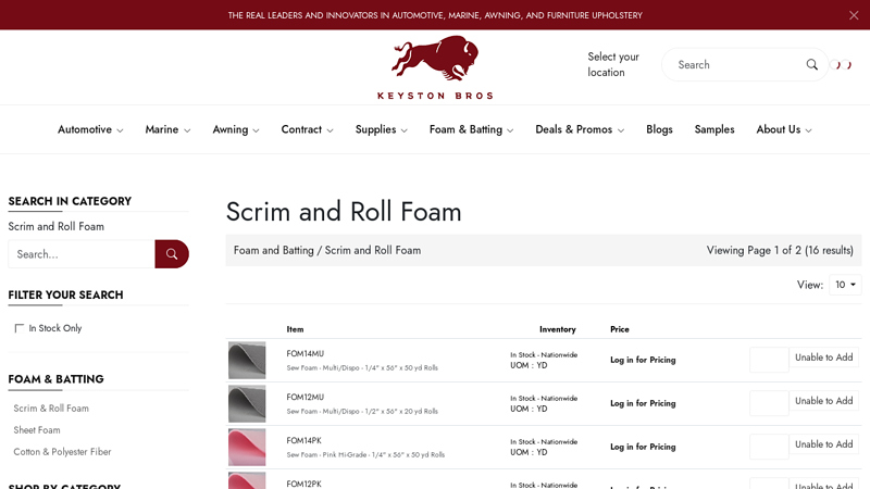 Scrim and Roll Foam