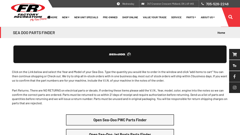 Sea Doo Parts Finder