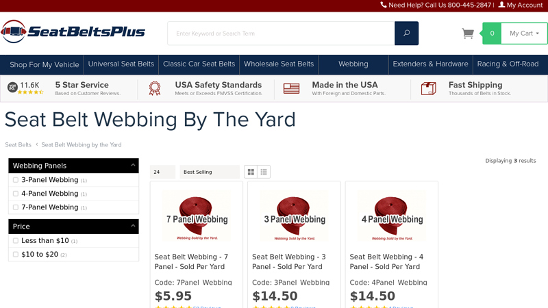 Seat Belt Webbing by the Yard