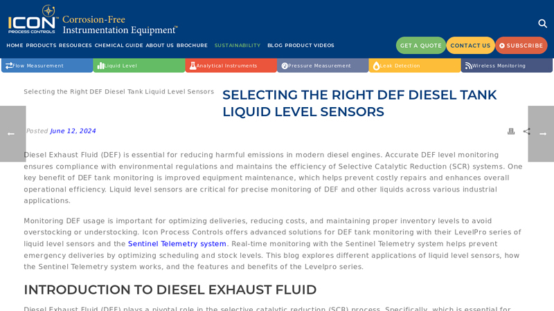 Selecting the Right DEF Diesel Tank Liquid Level Sensors