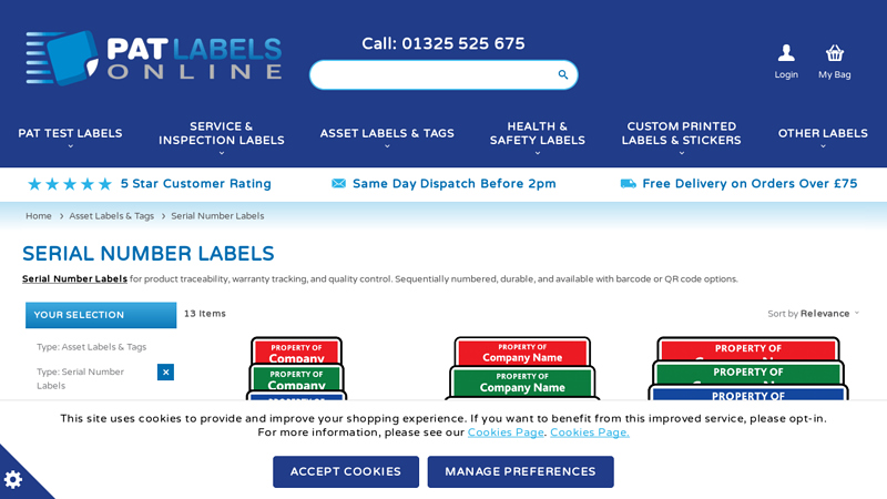 Serial Number Labels