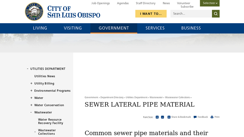 Sewer Lateral Pipe Material