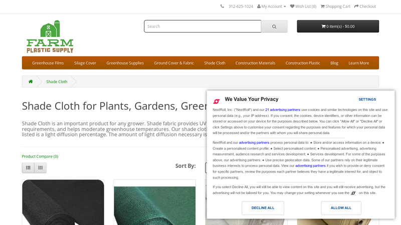 Shade Cloth For Plants, Gardens, Greenhouses & Patios