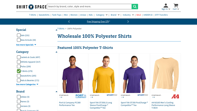 Shop 100% Polyester T-Shirts at Wholesale Prices