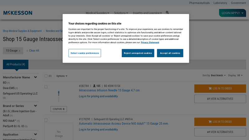 Shop 15 Gauge Intraosseous Infusion Needles