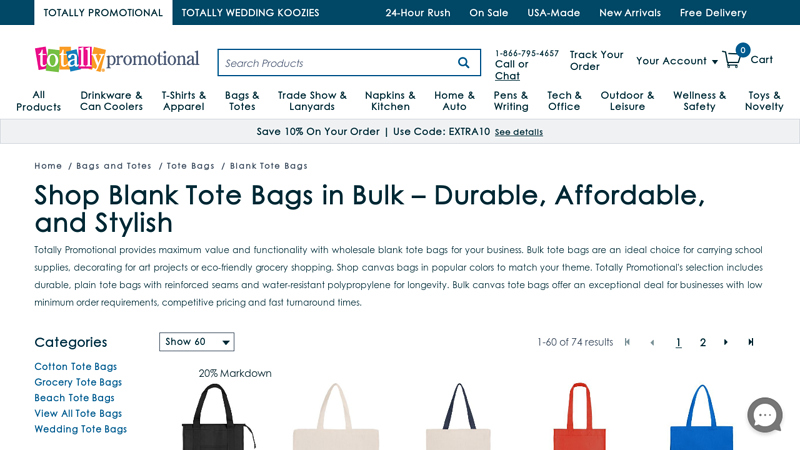 Shop Blank Tote Bags in Bulk