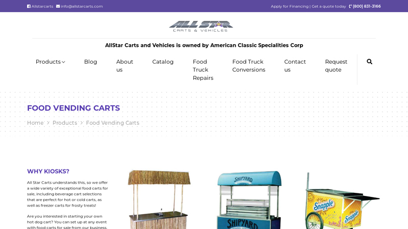 Shop for Food Vending Cart for Sale at AllStar Carts