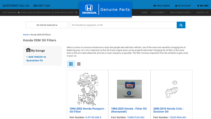 Shop Genuine Honda Oil Filters