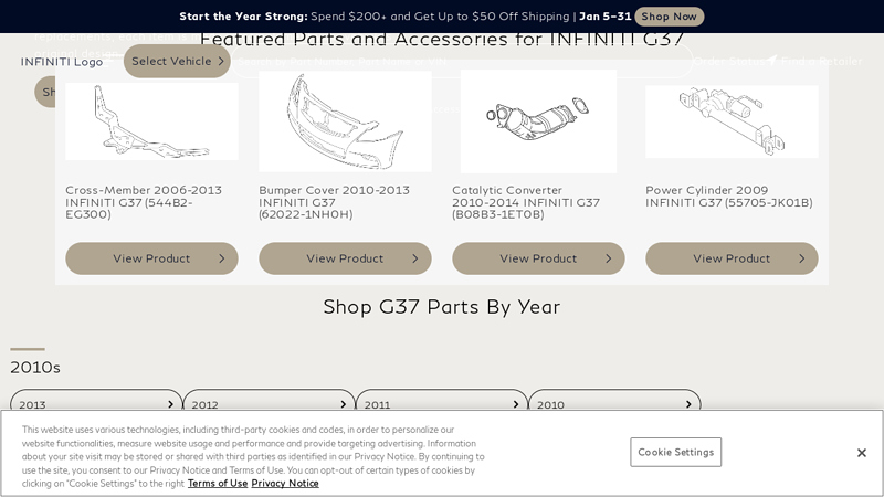 Shop Genuine OEM INFINITI G37 Parts & Accessories