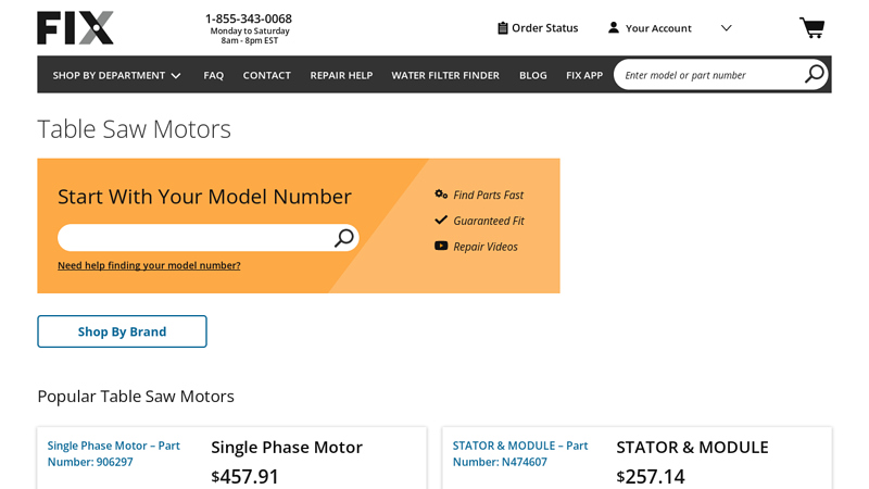 Shop OEM Table Saw Motors