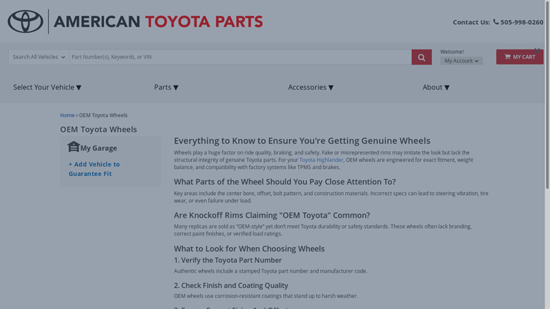 Shop OEM Toyota Wheels Online