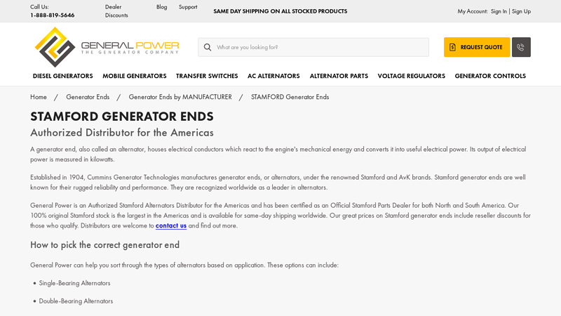 Shop Stamford Generator Ends from General Power