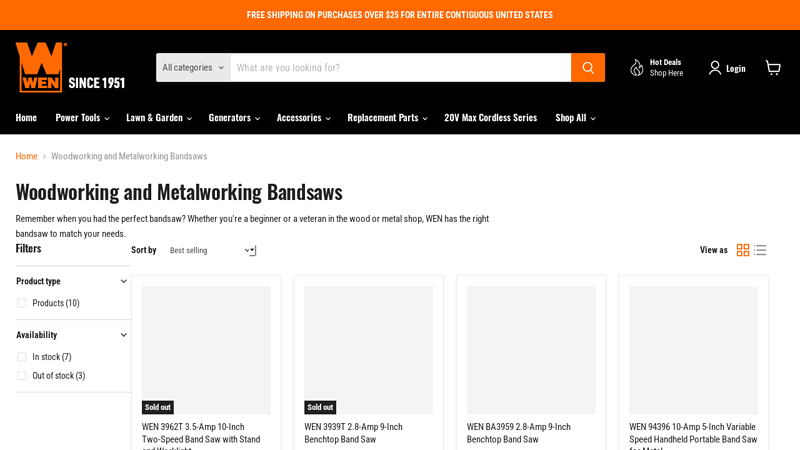 Shop WEN Woodworking Bandsaws