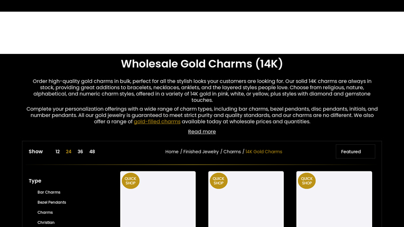 Shop Wholesale Gold Charms