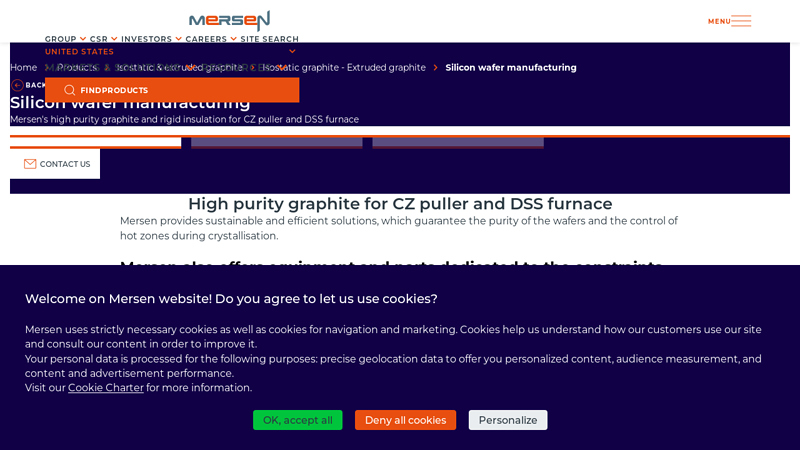Silicon wafer manufacturing Isostatic & extruded graphite
