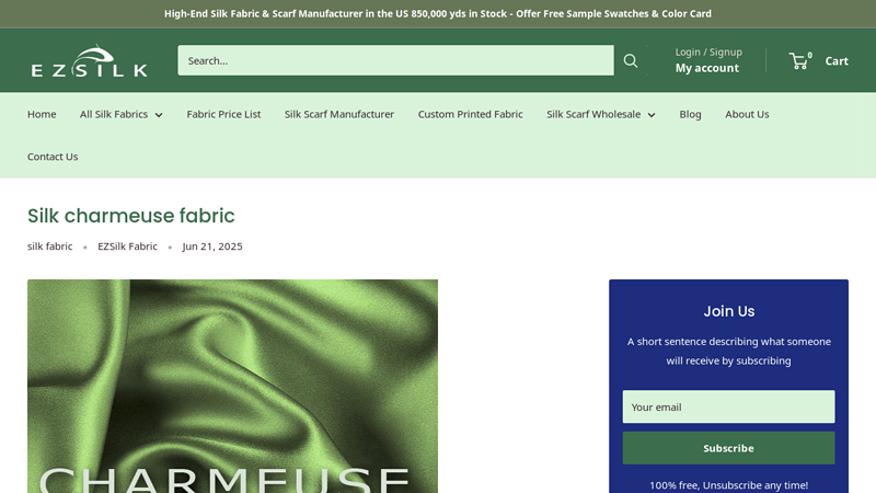 Silk charmeuse fabric