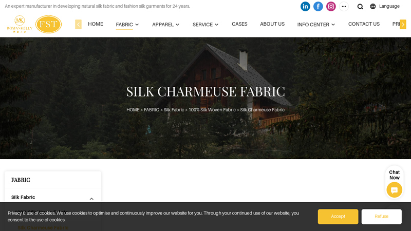 Silk Charmeuse Fabric Manufacturers & Suppliers