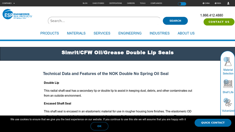 Simrit/CFW Oil/Grease Double Lip Seals