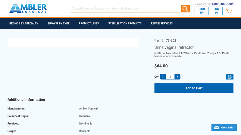 Sims vaginal retractor, 6 5/8'' 73