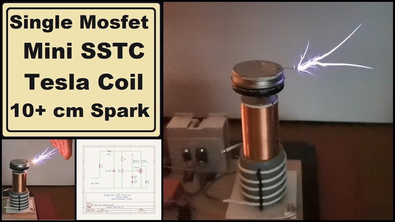 Single Mosfet Mini SSTC Tesla coil with 10 + cm Spark