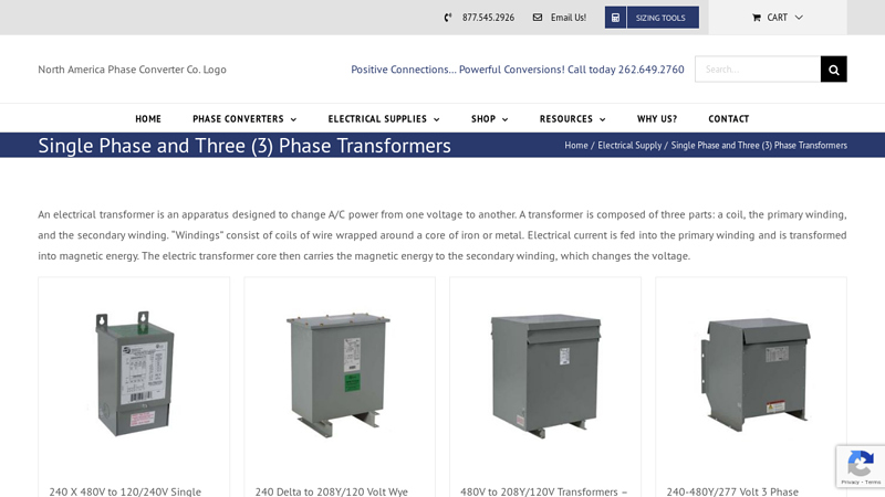 Single Phase to Three (3) Phase Power Converter Transformers