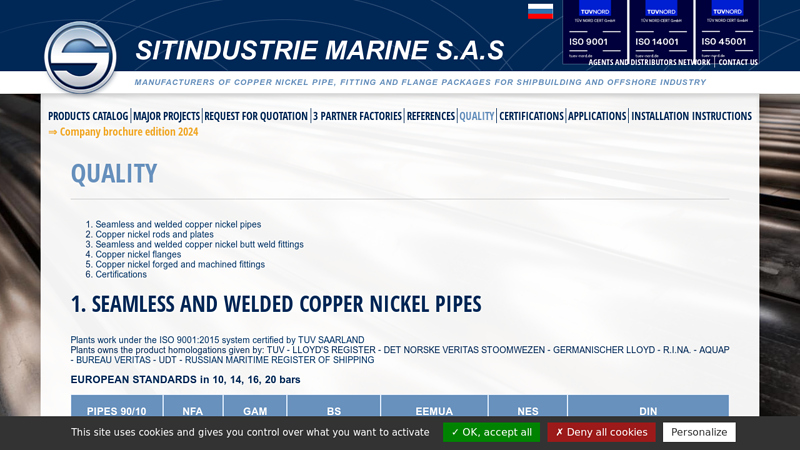 SitindustrieMarine Copper nickel pipes and fitting packages for ...