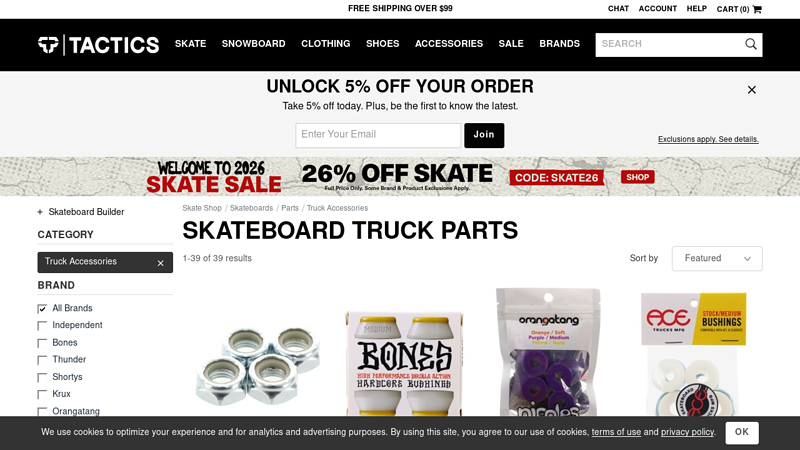 Skateboard Truck Parts - Bushings, Spacers, Kingpins & More