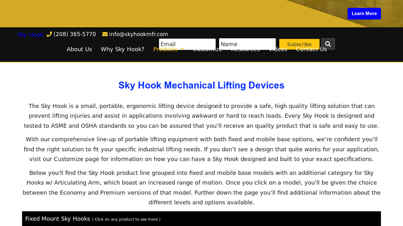 Sky Hook Ergonomic Lifting Devices