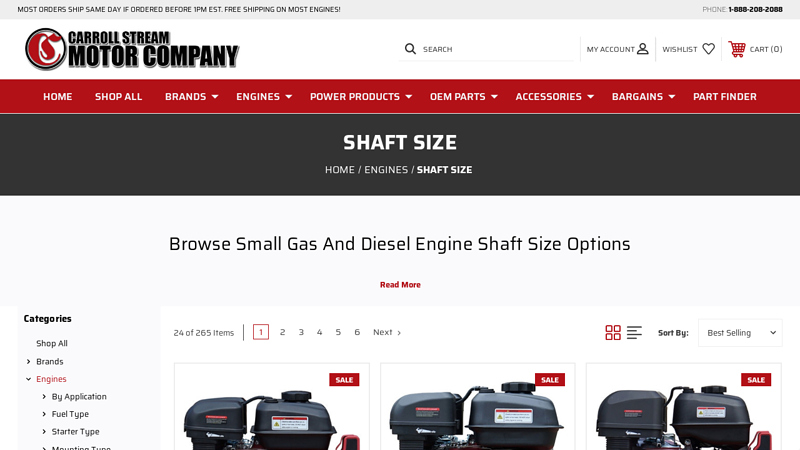 Small Vertical & Horizontal Shaft Engine Sizes