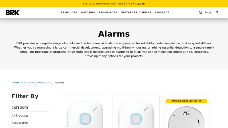 Smoke, Carbon Monoxide, Combination, & Heat Detector Alarms