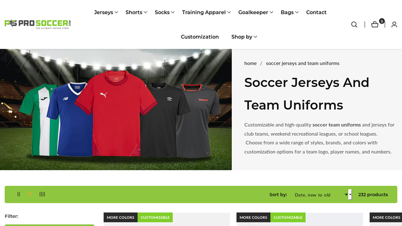Soccer Team Uniforms and Jerseys