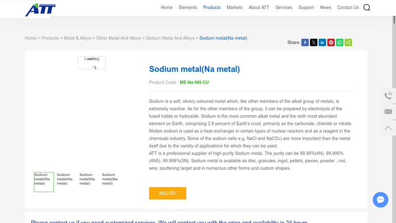Sodium metal(Na metal) Supplier