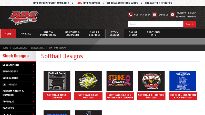 Softball Designs custom t-shirts