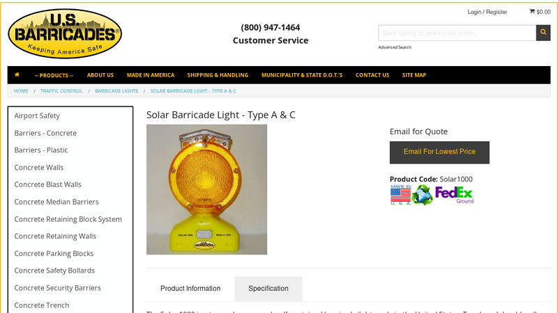 Solar Barricade Light