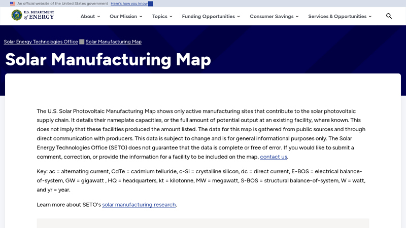 Solar Manufacturing Map