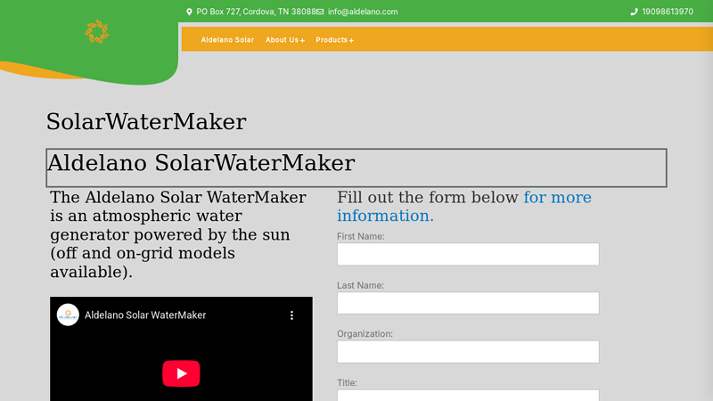 Solar Power Water Generator