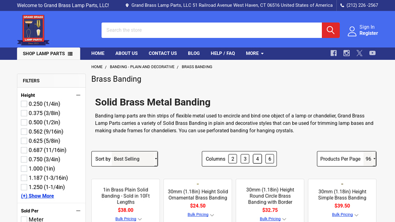 Solid Brass Plain and Decorative Banding