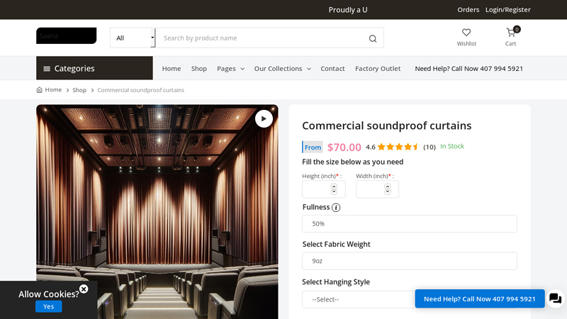 Soundproof curtains for commercial purposes at Saaria