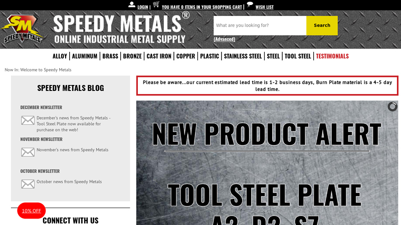 Speedy Metals Online Industrial Metal Supply