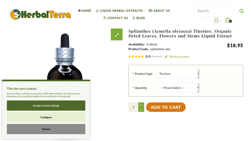 Spilanthes (Acmella oleracea) Tincture, Organic Dried ...