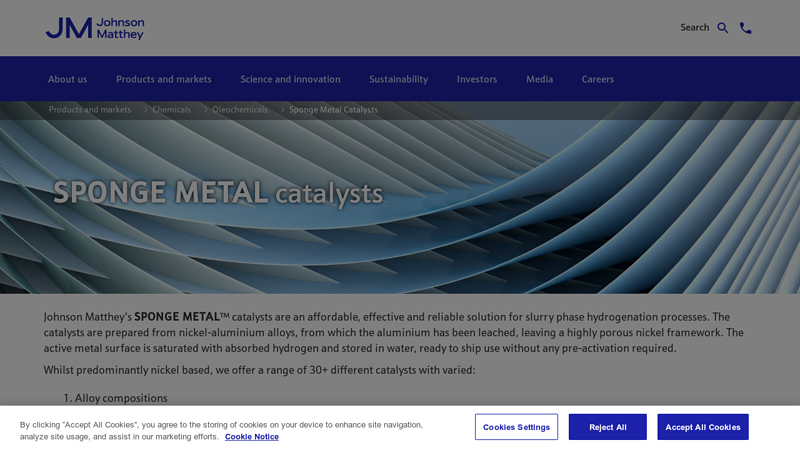 Sponge Metal Catalysts