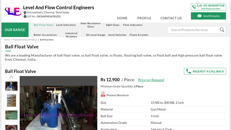 SS Ball Float Valve Manufacturer from Chennai