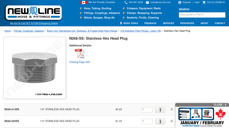 Stainless Hex Head Plug