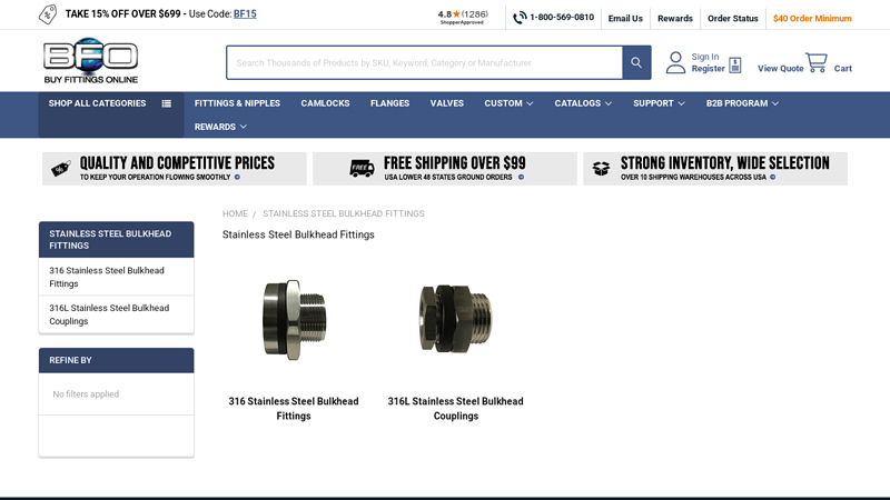 Stainless Steel Bulkhead Fittings