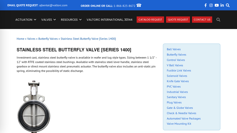 Stainless Steel Butterfly Valves [Series 1400]