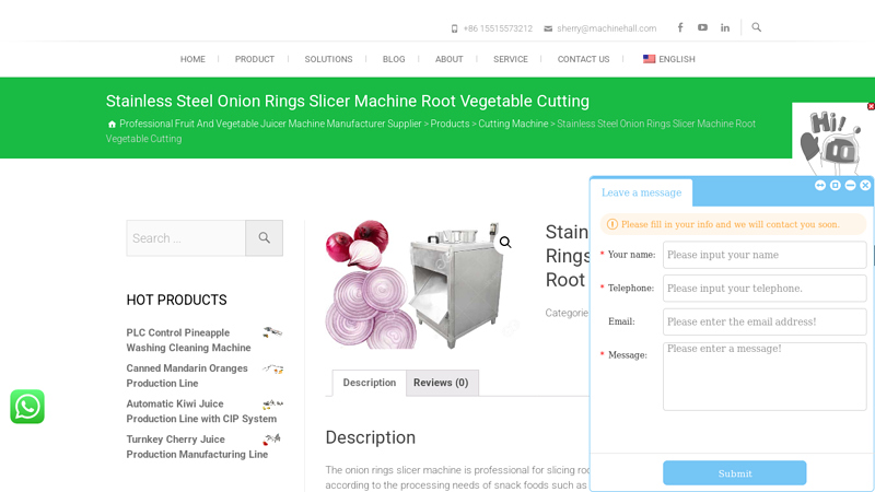 Stainless Steel Onion Rings Slicer Machine Root Vegetable Cutting