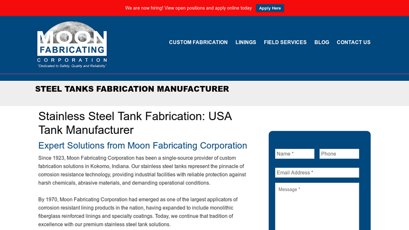 Stainless Steel Tank Fabrication Manufacturer