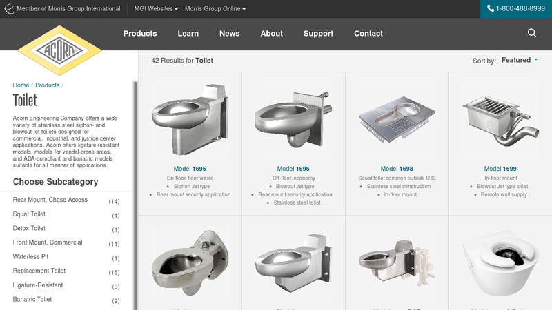 Stainless Steel Toilets, Commercial & Institutional